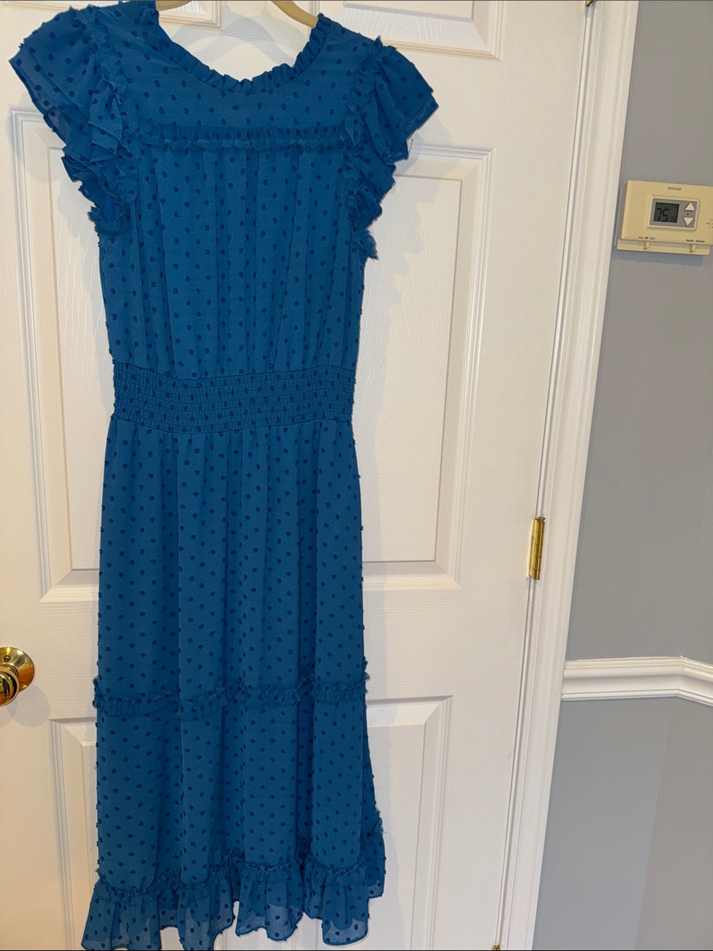 CeCe Teal Dot Midi Dress - Picture 2 of 9